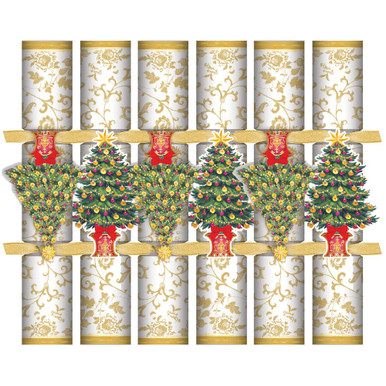 Caspari Christmas Crackers, Gilded Tree, Box of 6 (CK175.12)