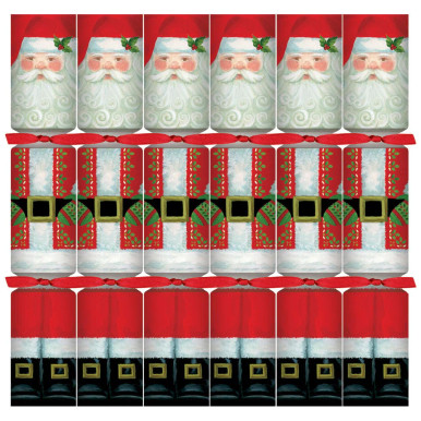 Caspari Christmas Crackers, Santa Claus, Box of 6 (CK177.12)