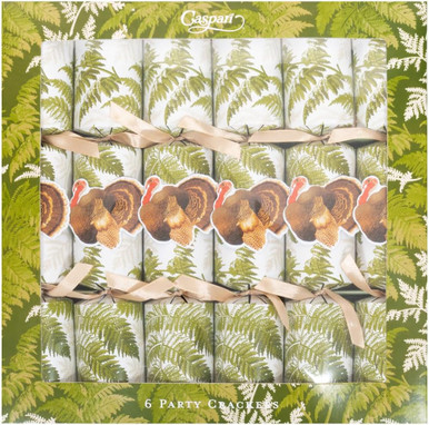 Caspari Celebration Crackers, Turkey Among Ferns - 6 Per Box (CK196.12)