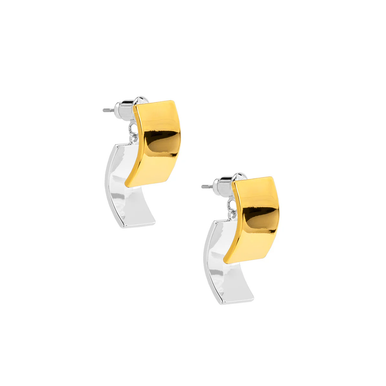Zenzii Earrings, Curved Square - Two Tone (E2986GD/RH)