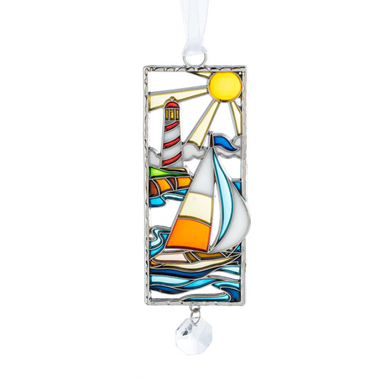 Ganz Life is Beautiful Suncatcher Ornament, Sailboat and Lighthouse (ER73741C)