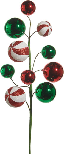 RAZ Imports 26" Red, Green, and Peppermint Ball Spray (F4532779 )