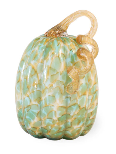 Boston International Glass Pumpkin, Green & Gold (FEI19310)