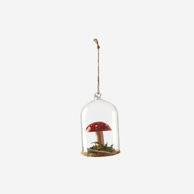 One Hundred 80 Degrees Glass Domed Mushroom Ornament, Red (FH0775A)