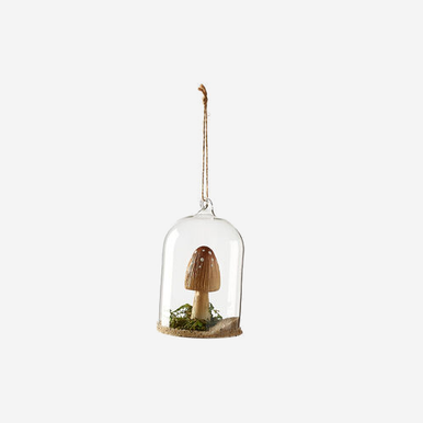 One Hundred 80 Degrees Glass Domed Mushroom Ornament, Brown (FH0775D)