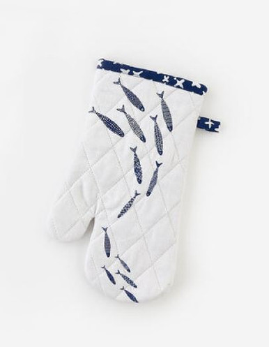 One Hundred 80 Degrees Oven Mitt, School of Fish - White (FP0086B)