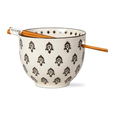 TAG Noodle Bowl & Chopsticks Set, Henna - Black (G10289)