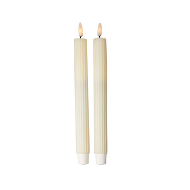 TAG Ribbed LED Tapers, Ivory - Set of 2 (G18396)