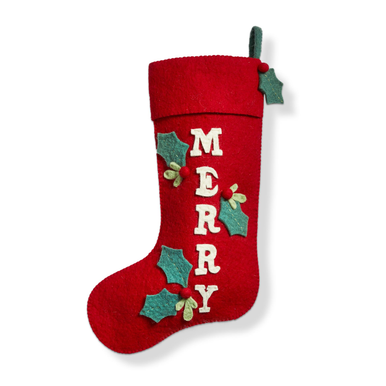 TAG Heirloom Stocking, Merry - Red (G19086)
