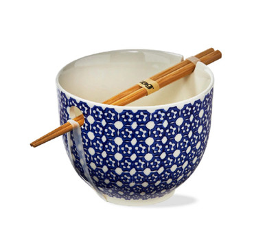 TAG Noodle Bowl & Chopsticks Set, Blue Lisbon Dot (G19465)