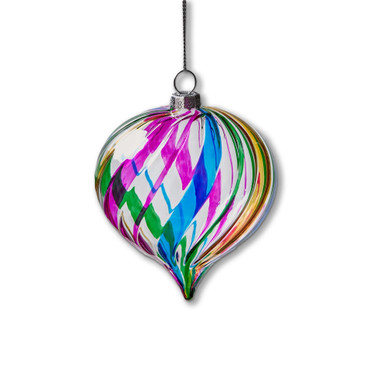 TAG Ornament, Multi Stripe Drop - Short (G20312)