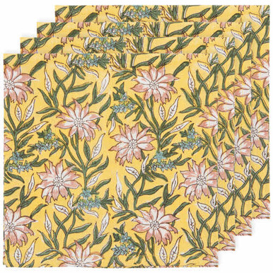 Now Designs Napkins, Clematis Block Print, Set of 4 (HNP3276D)