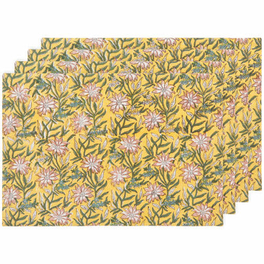 Now Designs Block Print Placemats, Clematis - Set of 4 (HPM3277D)