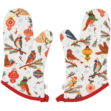 Now Designs Oven Mitts, Season's Tweetings - Set of 2 (JOM4070D)