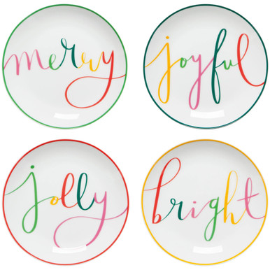 Now Designs Appetizer Plates, Merry Everything - Set of 4 (JPT2658D)