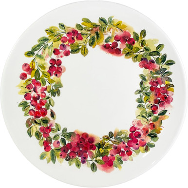 Boston International 12" Round Platter, Cranberry Wreath (KAC25486)