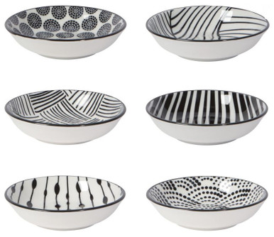 Now Designs Stamped Pinch Bowls, Bits and Dots - Set of 6 (L142001)