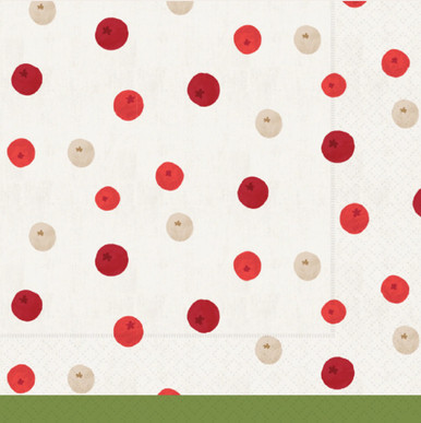 Boston International IHR Luncheon Napkins, Winter Berry Dots - 2 Packages (L400057)
