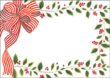 Caspari Self-Adhesive Labels, Striped Bow And Greenery - Pack of 12 (LTAG130)