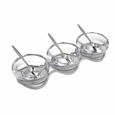 Nambé Braid Triple Condiment Set with Spoons (MT1175)