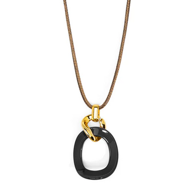 Zenzii Necklace, Curved Oval - Black (N2914BLK)