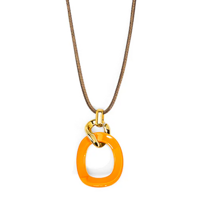 Zenzii Necklace, Curved Oval - Bright Orange (N2914BORG)
