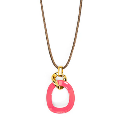 Zenzii Necklace, Curved Oval - Neon Pink (N2914NPNK)