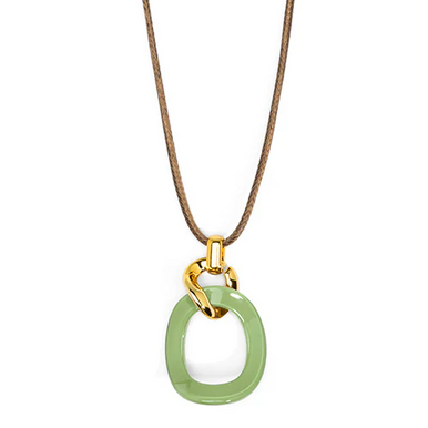 Zenzii Necklace, Curved Oval - Sage (N2914SAGE)