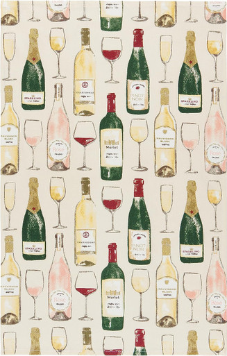 Now Designs Printed Cotton Dishtowel, Sommelier (NKT1191D)