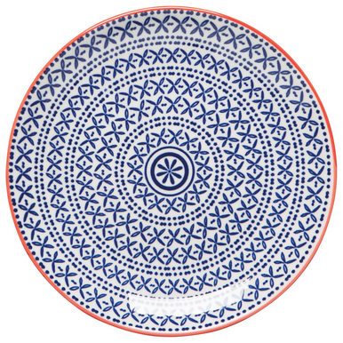 Now Designs Stamped Appetizer Plate, Blue Cross (NPT1786D)