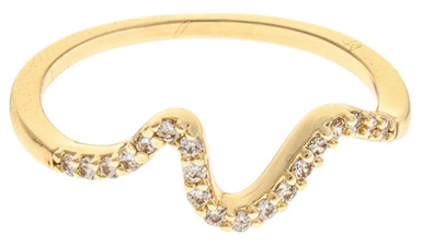 Rain Gold Crystal Wave Ring, Size 7