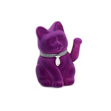 One Hundred 80 Degrees Flocked Waving Cat, Purple (RS0171)
