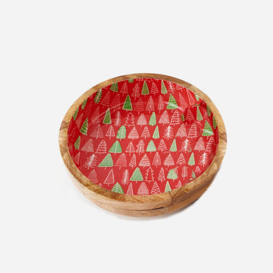 One Hundred 80 Degrees Mango Wood Bowl, Christmas Trees - 10" (SI0849A)