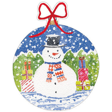 Caspari Die-Cut Gift Tags, Snowman Ornament - 2 Packs (TAG116)