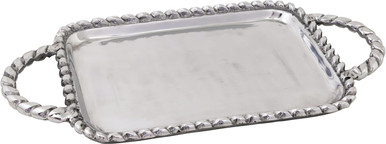 Boston International Platter with Rope Edging and Handles, Medium, Silver (URB22513)