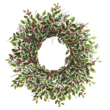 RAZ Imports Variegated Holly and Berry Wreath - 26" (W4402461)