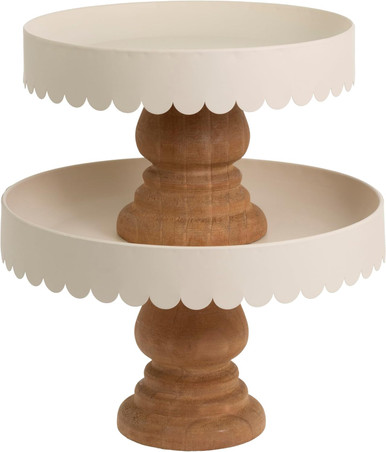 Boston International Cake Stand Set, Scalloped Pedestal - Set of 2(YIL25029)