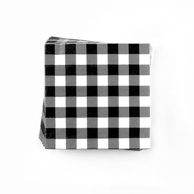 One Hundred 80 Degrees Paper Cocktail Napkins, Black Gingham (YR0032)