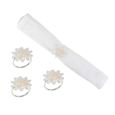 C&F Home Napkin Rings, Pearl Snowflake - Set of 4 (C47029165S4)