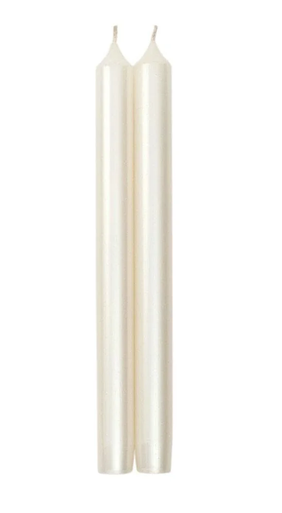 Caspari 10" Straight Taper Candles, Metallic White - Set of 2 (CA05.2)